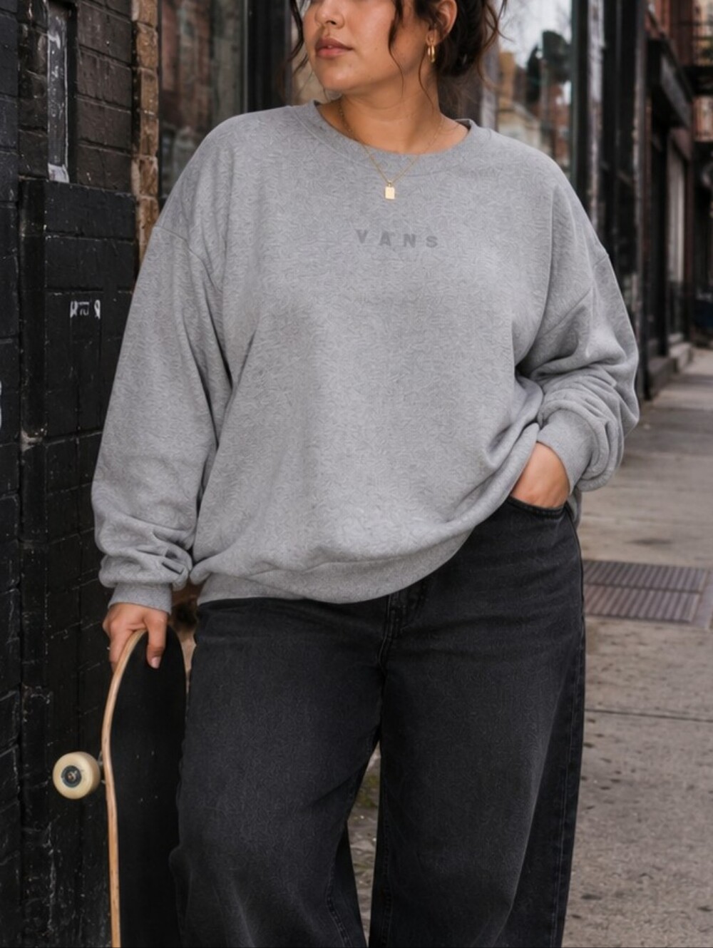 Vans Faded Lessons Retro Gray Crewneck Sweatshirt XL NWT Oversized Pullover